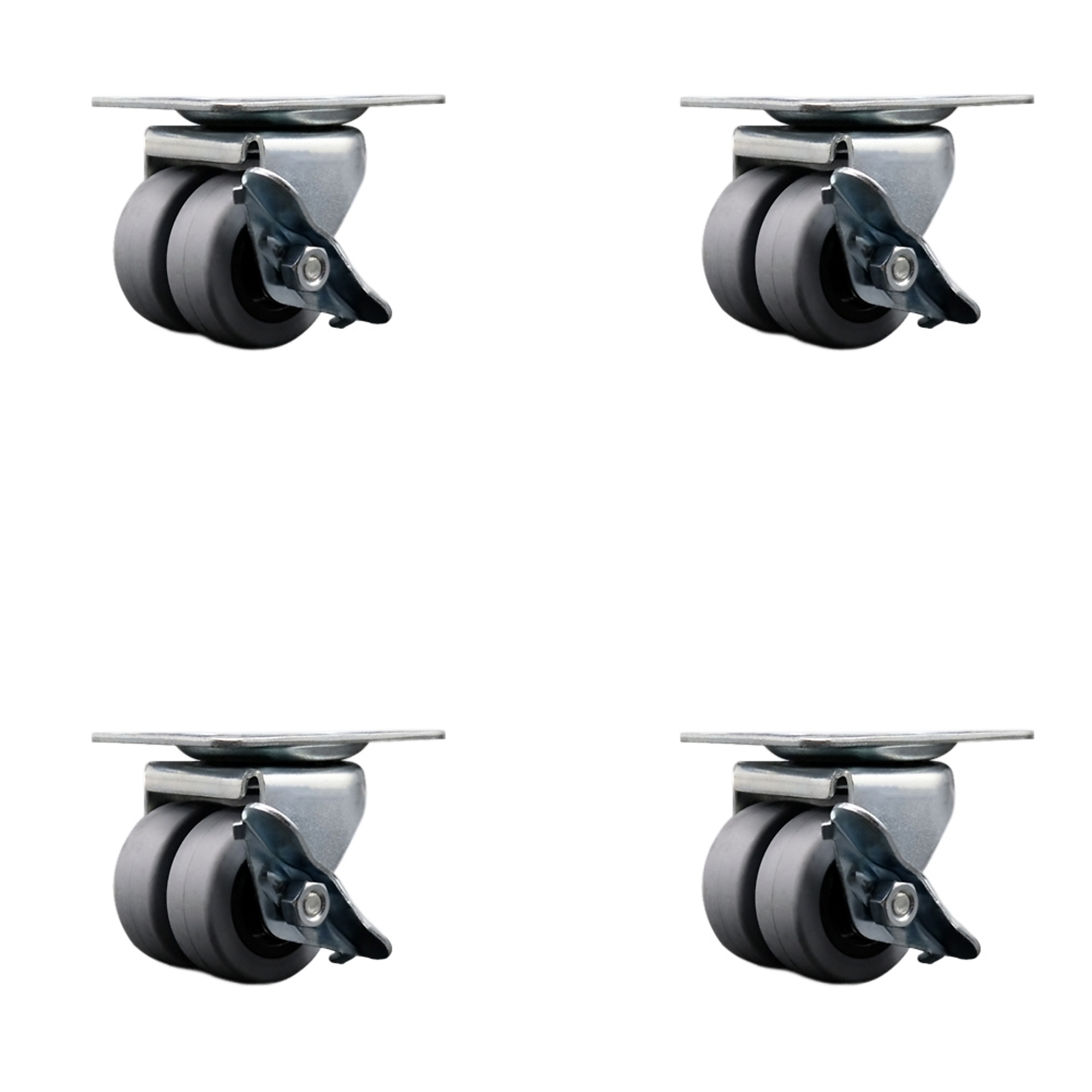 Service Caster, 2in. Plate Casters, Wheel Diameter 2 in, Caster Type Swivel, Package (qty.) 4, Model# SCC-DW04S21316-TPRS-SLB-4